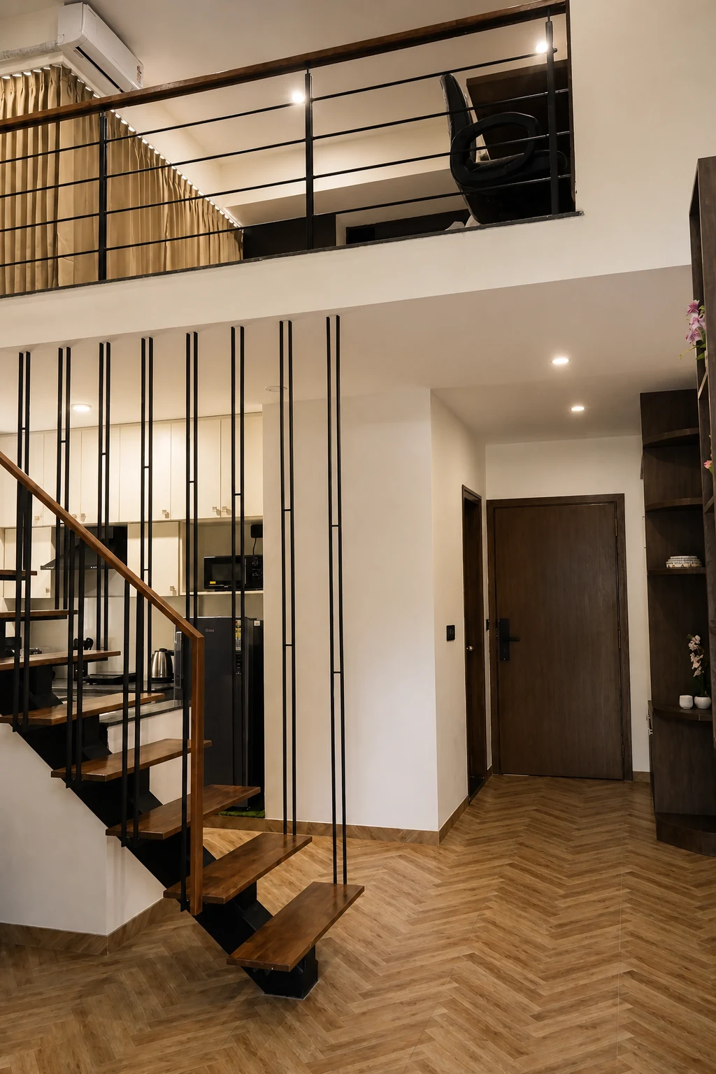 Staircase and lower floor in the Loft Premium apartment