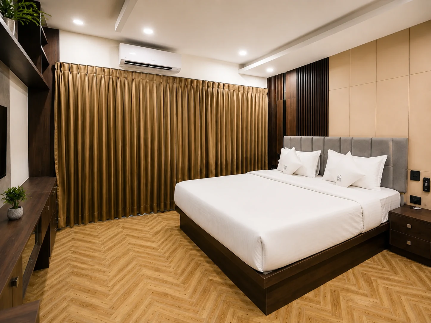 Bedroom in the LuxStayz 1BHK Premium apartment