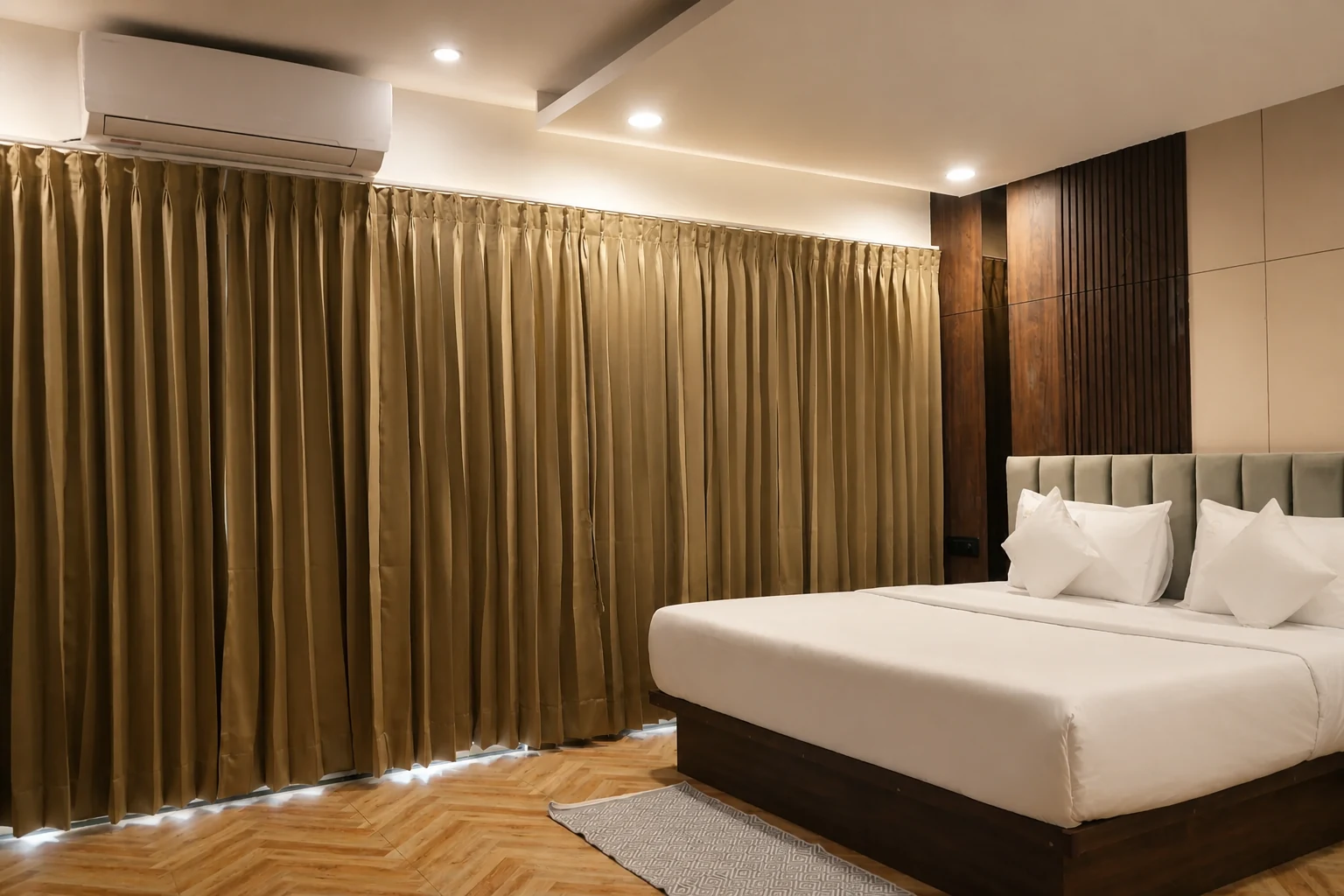 Side view of the bedroom in the 1BHK Premium apartment