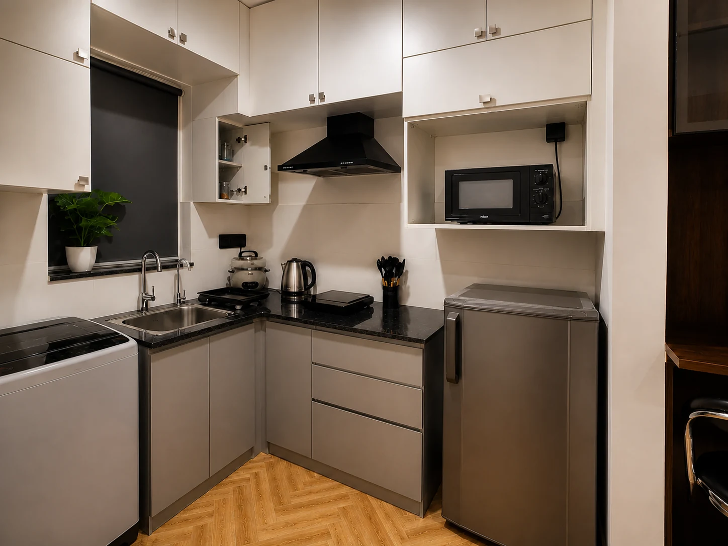 Second side angle of the 1BHK Premium kitchen